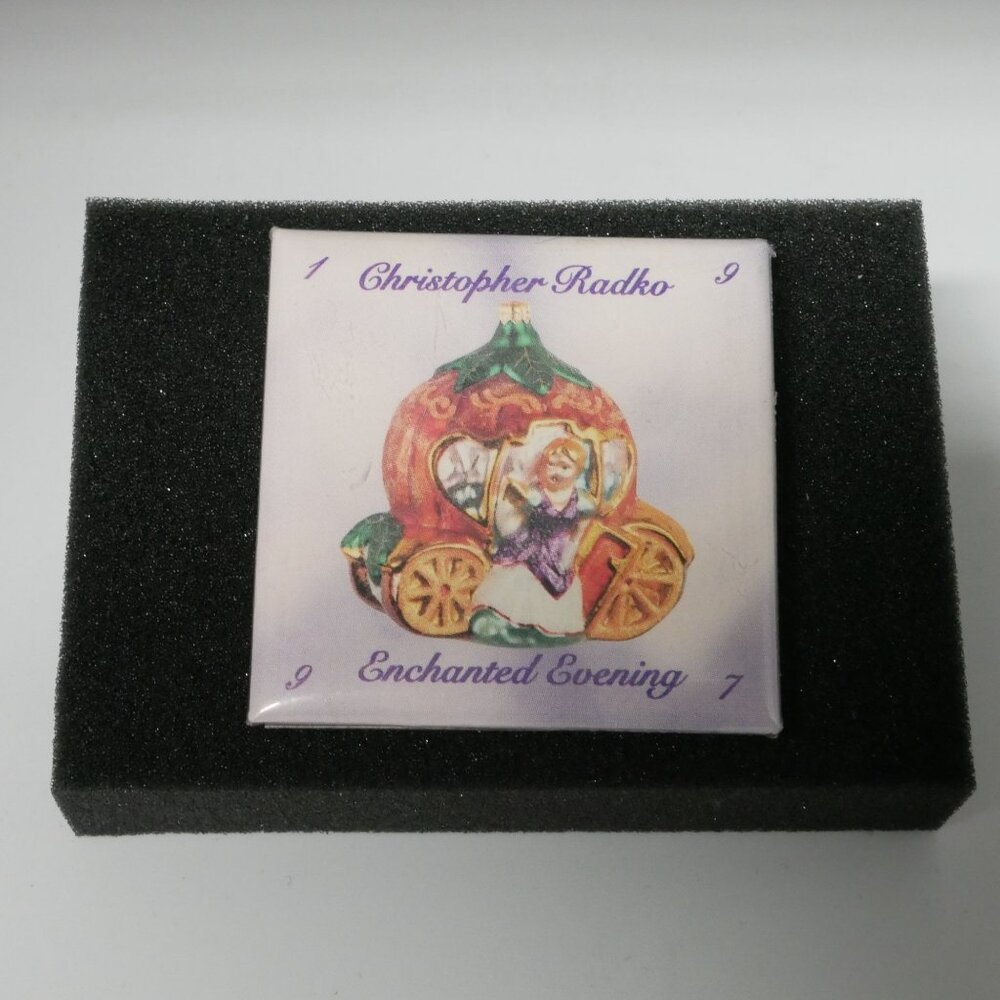 Christopher Radko 1997 Enchanted Evening Cinderella Pumpkin Carriage Button VTG